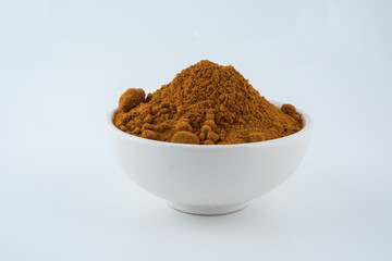 Heap of turmeric,Turmeric (Curcuma) powder isolated on white background.