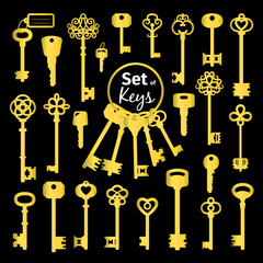 Vintage antique golden key collection