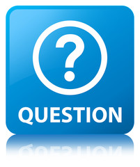 Question cyan blue square button