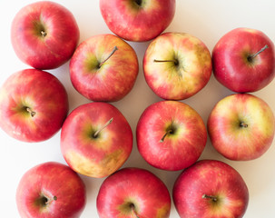 Full frame high angle view of organic pink lady apples