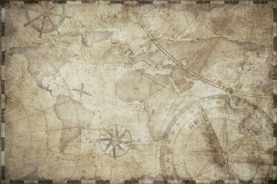 Fototapeta treasure map toned background illustration
