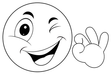 Smiley emoticon with ok sign vector eps 10