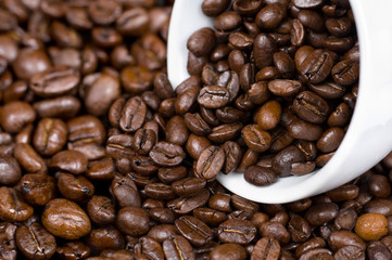 coffee beans and cup