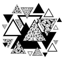 Abstract pattern with geometric elements, triangles. Vector Hand-drawn illustration.