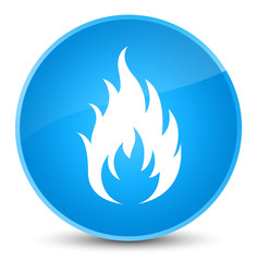 Fire icon elegant cyan blue round button