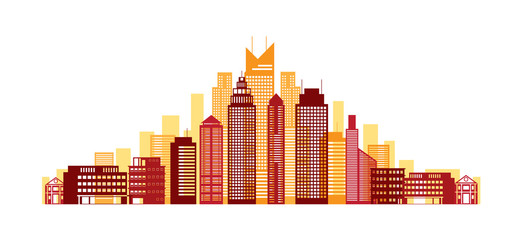 Buildings and Skyscrapers Red Background, Cityscape, City, Residential, Silhouette