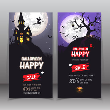 Banner Halloween sale . Set of vector design elements.