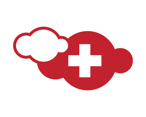 Obraz premium red cloud healthcare medical pharmacy icon image vector