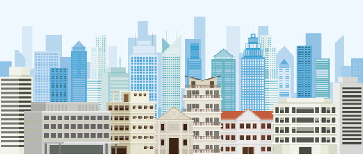 Obraz premium Buildings and Skyscrapers Background Panorama, Cityscape, City, Urban and Residential