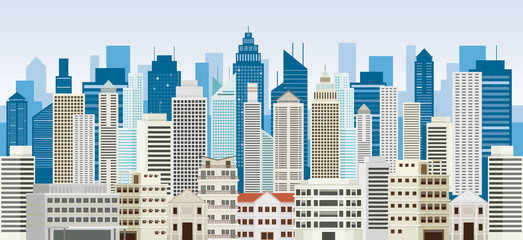 Buildings and Skyscrapers Background Panorama,  Cityscape, City, Urban and Residential