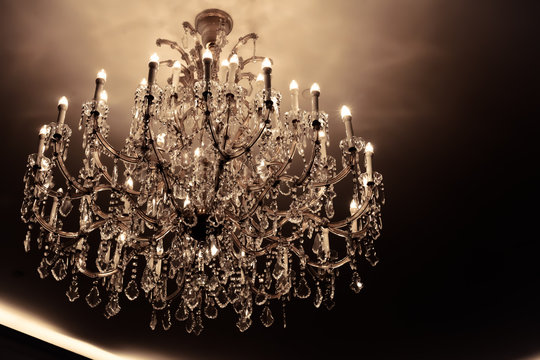 Luxury crystal chandelier vintage style as gold concept