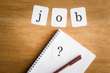 Search or choose a job. Looking for a dream job. Career concept. Inscription job on the wooden...