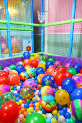 play room with colorful balls at hotel, Colorful plastic balls.