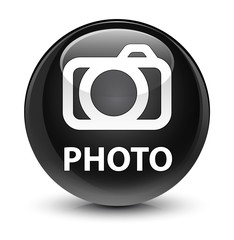 Photo (camera icon) glassy black round button