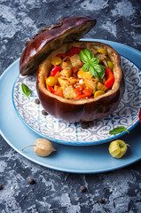 baked eggplant with vegetables © nikolaydonetsk