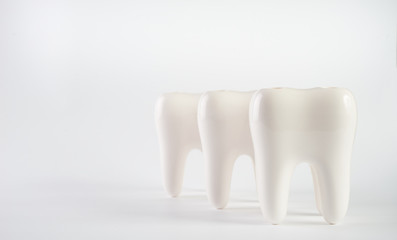 Close up of a white healthy human teeth