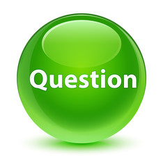 Question glassy green round button