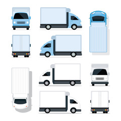 Mini Truck Blue and White, Front, Side, Back and Top or Above View