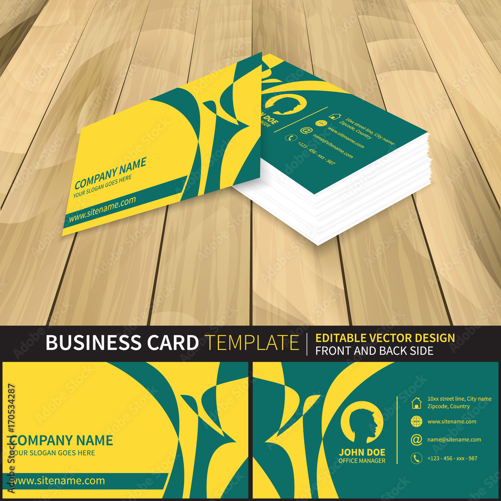 Poster business card template. creative vector mock-up with front and back side.