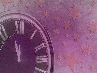 carte de nouvel an,minuit,fond violet  étoilé