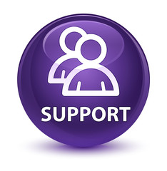 Support (group icon) glassy purple round button