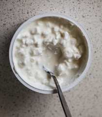 Detailed closeup of yoghurt with rise