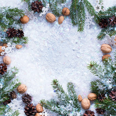 Festive Vintage Branches Coniferous Walnuts Pine Cone © olga pink
