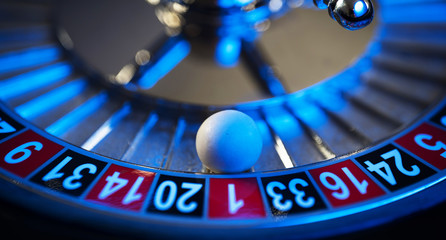Roulette in casino and Poker Chips
