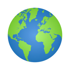 Planet earth or world globe with oceans and water gradient vector color icon for apps and websites