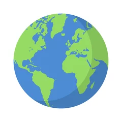 Foto op Canvas Planet earth or world globe with oceans and water flat vector color icon for apps and websites © martialred