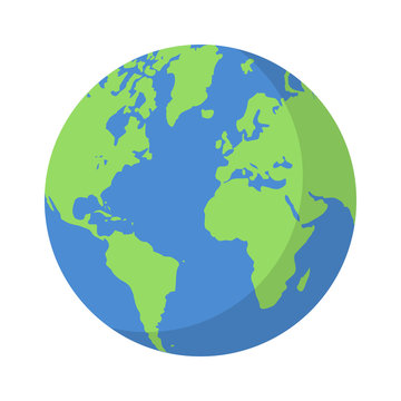 Naklejki Planet earth or world globe with oceans and water flat vector color icon for apps and websites