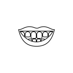 Beautiful Mouth, Smile And Teeth. Thin line icon isolated on white background.