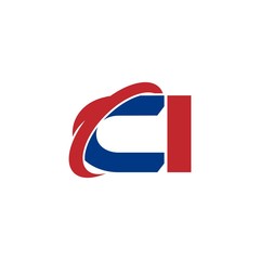 modern vector initial letters logo swoosh ci red blue