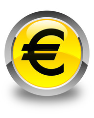 Euro sign icon glossy yellow round button