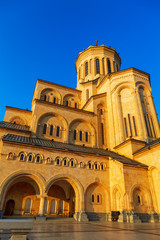 Obraz premium Tbilisi, Georgia - 8 October 2016: Tbilisi Sameba Cathedral Holy Trinity biggest Orthodox Cathedral in Georgia and Caucasus