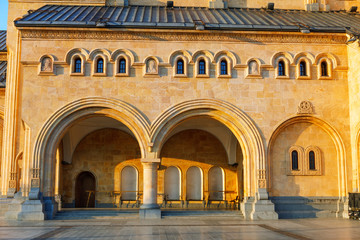 Tbilisi, Georgia - 8 October 2016: Tbilisi Sameba Cathedral Holy Trinity biggest Orthodox Cathedral in Georgia and Caucasus