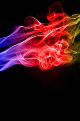 Abstract color smoke on black background, smoke background,colorful ink background,blue,red,yellow, beautiful smoke