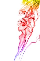 Abstract colorful smoke on white background, smoke background,colorful ink background,yellow,blue,red