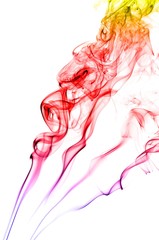 Abstract colorful smoke on white background, smoke background,colorful ink background,yellow,blue,red