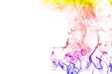 Obraz premium Abstract colorful smoke on white background, smoke background,colorful ink background,yellow,blue,red