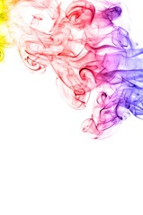 Abstract colorful smoke on white background, smoke background,colorful ink background,yellow,blue,red