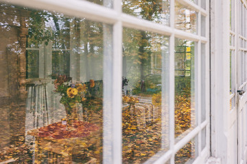 Veranda of summer house in autumn