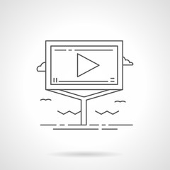 Road advertising board flat line vector icon