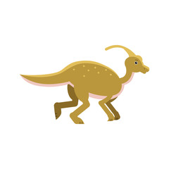 Cute cartoon parasaurolof dinosaur, prehistoric and jurassic monster vector Illustration