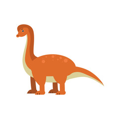 Cute cartoon brachiosaurus dinosaur, prehistoric and jurassic monster vector Illustration