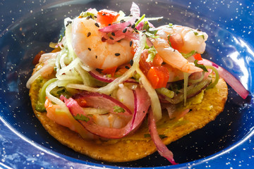 Taco with fish, Puerto Morelos, Quintana Roo, Mexico.