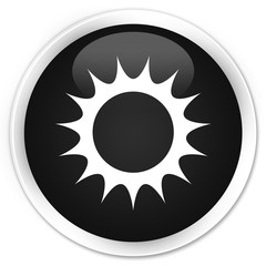 Sun icon premium black round button