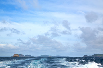   a view from  boat  and the pacific ocean