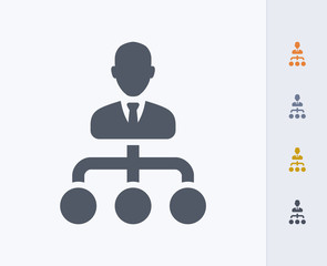 Boss Hierarchy - Carbon Icons. A professional, pixel-aligned icon designed on a 32x32 pixel grid and redesigned on a 16x16 pixel grid for very small sizes.