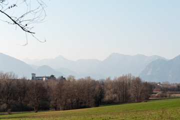 Landscape among the hills awaiting spring